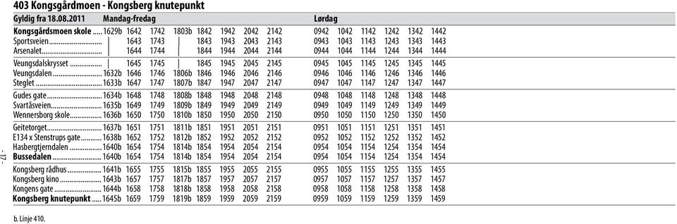 .. 1645 1745 1845 1945 2045 2145 0945 1045 1145 1245 1345 1445 Veungsdalen... 1632b 1646 1746 1806b 1846 1946 2046 2146 0946 1046 1146 1246 1346 1446 Steglet.