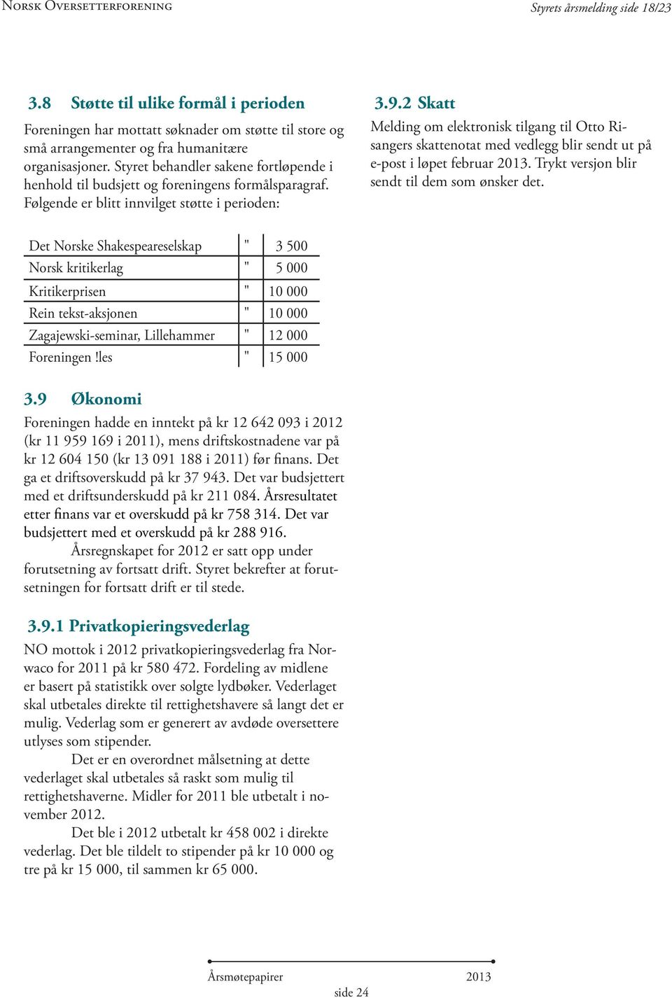 2 Skatt Melding om elektronisk tilgang til Otto Risangers skattenotat med vedlegg blir sendt ut på e-post i løpet februar 2013. Trykt versjon blir sendt til dem som ønsker det.