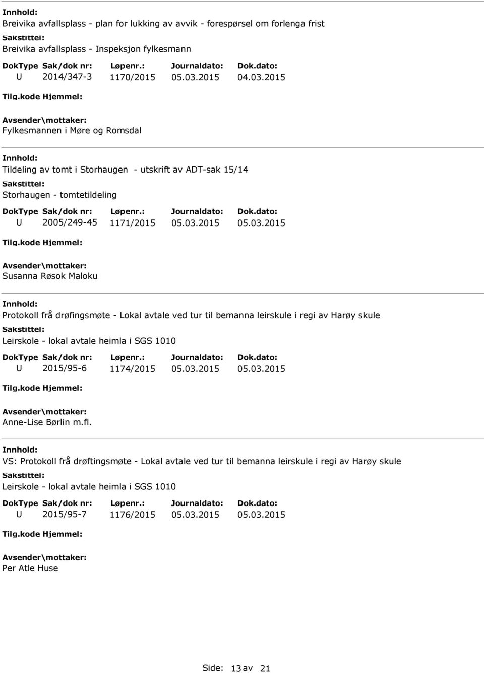 Lokal avtale ved tur til bemanna leirskule i regi av Harøy skule Leirskole - lokal avtale heimla i SGS 1010 2015/95-6 1174/2015 Anne-Lise Børlin m.fl.