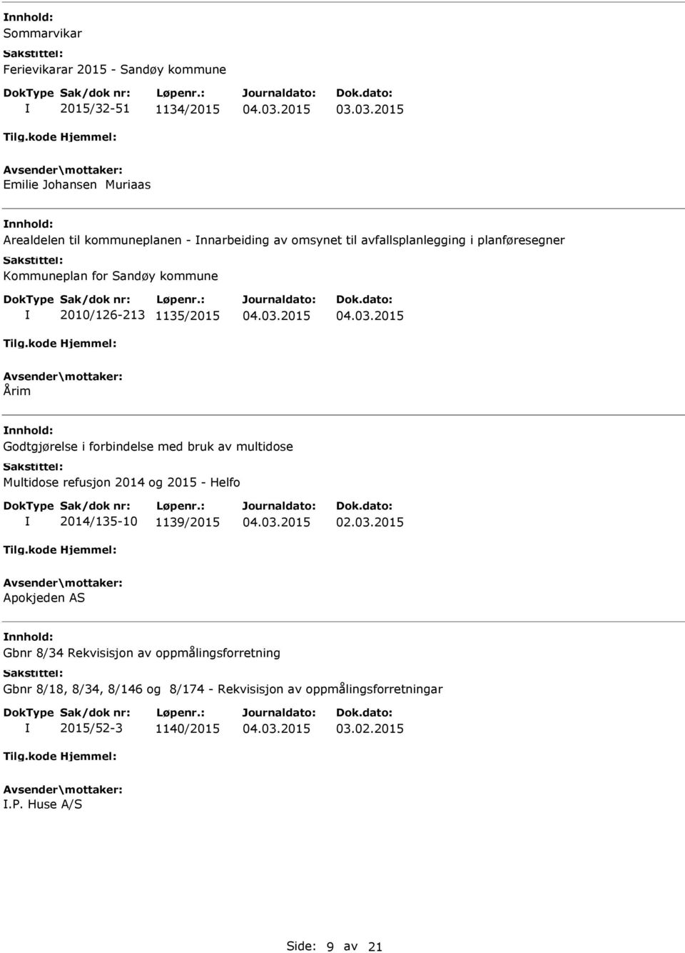 bruk av multidose Multidose refusjon 2014 og 2015 - Helfo 2014/135-10 1139/2015 02.03.