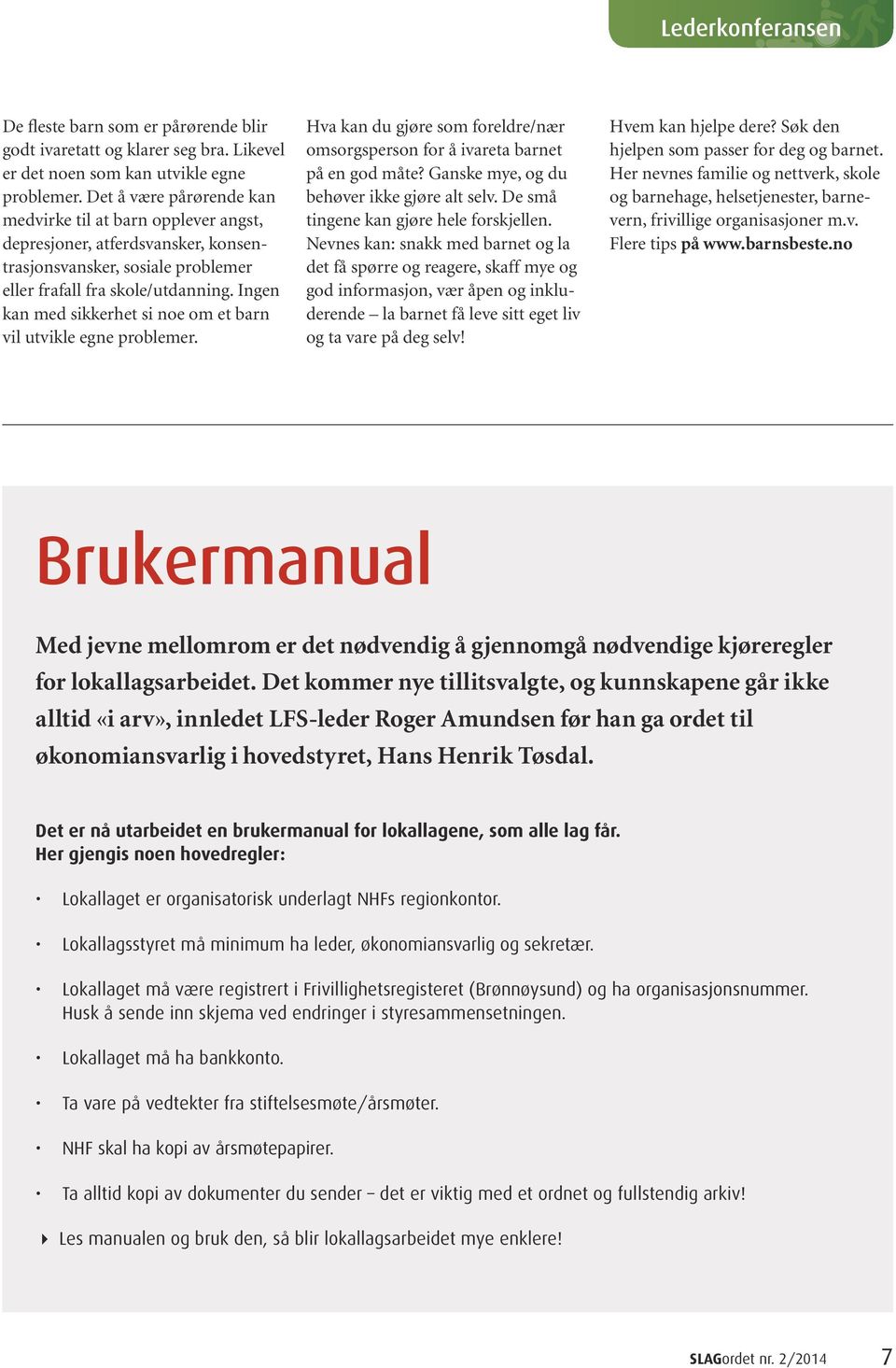 Ingen kan med sikkerhet si noe om et barn vil utvikle egne problemer. Hva kan du gjøre som foreldre/nær omsorgsperson for å ivareta barnet på en god måte?