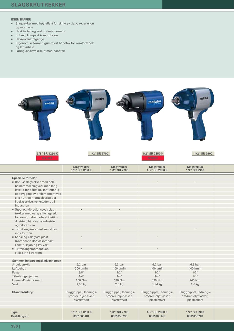 Slagtrekker 1/2" SR 2850 K Slagtrekker 1/2" SR 2900 Robust slagtrekker med dobbelhammer-slagverk med lang levetid for pålitelig, kontinuerlig oppbygging av dreiemoment ved alle hurtige