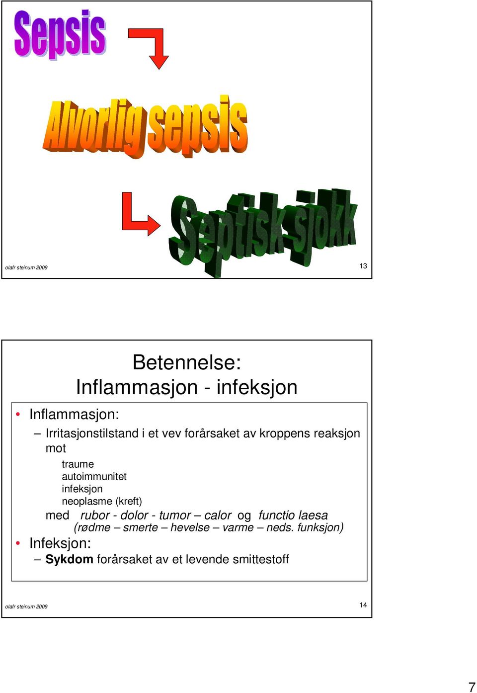 infeksjon neoplasme (kreft) med rubor - dolor - tumor calor og functio laesa (rødme