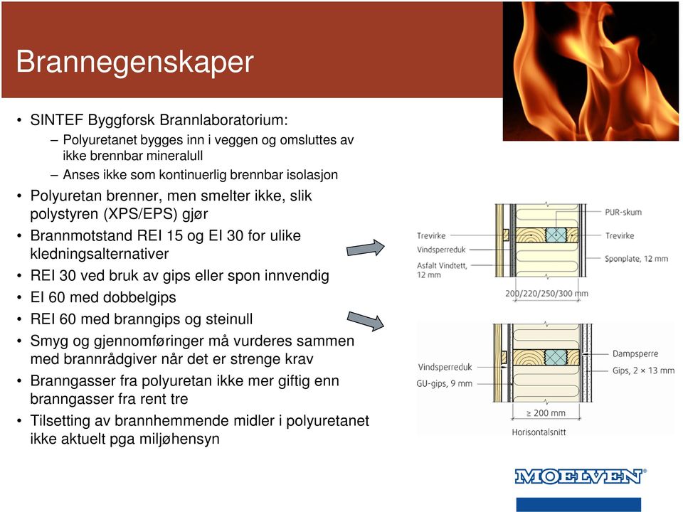 ved bruk av gips eller spon innvendig EI 60 med dobbelgips REI 60 med branngips og steinull Smyg og gjennomføringer må vurderes sammen med brannrådgiver når