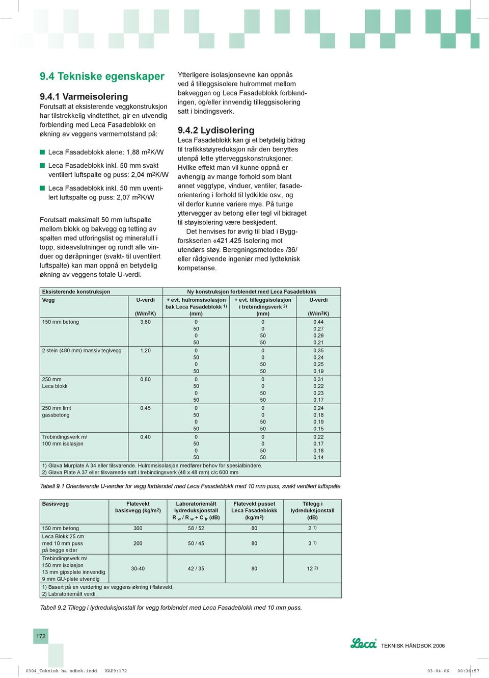 mm uventilert luftspalte og puss: 2,7 m2k/w Forutsatt maksimalt mm luftspalte mellom blokk og bakvegg og tetting av spalten med utforingslist og mineralull i topp, sideavslutninger og rundt alle