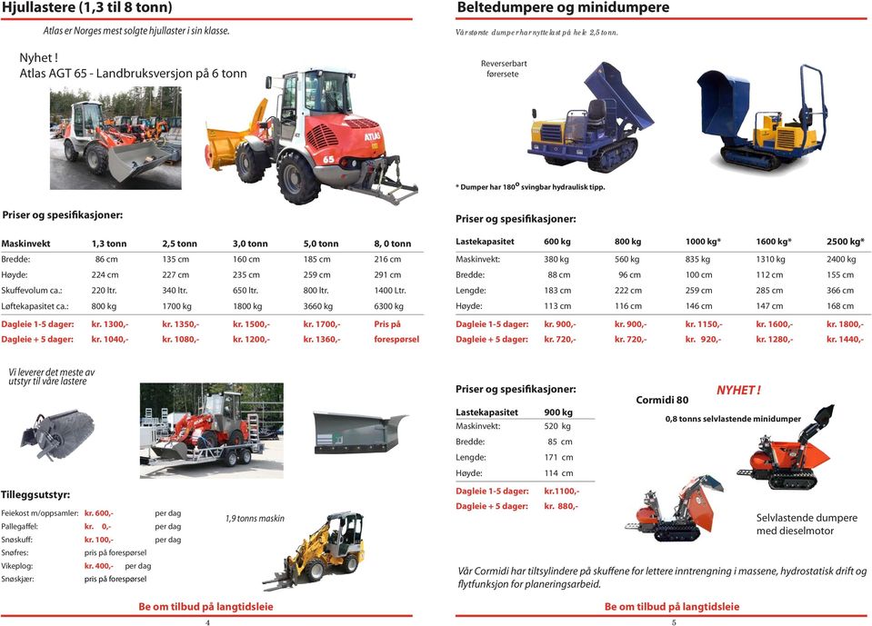 Maskinvekt 1,3 tonn 2,5 tonn 3,0 tonn 5,0 tonn 8, 0 tonn Bredde: 86 cm 135 cm 160 cm 185 cm 216 cm Høyde: 224 cm 227 cm 235 cm 259 cm 291 cm Skuffevolum ca.: 220 ltr. 340 ltr. 650 ltr. 800 ltr.