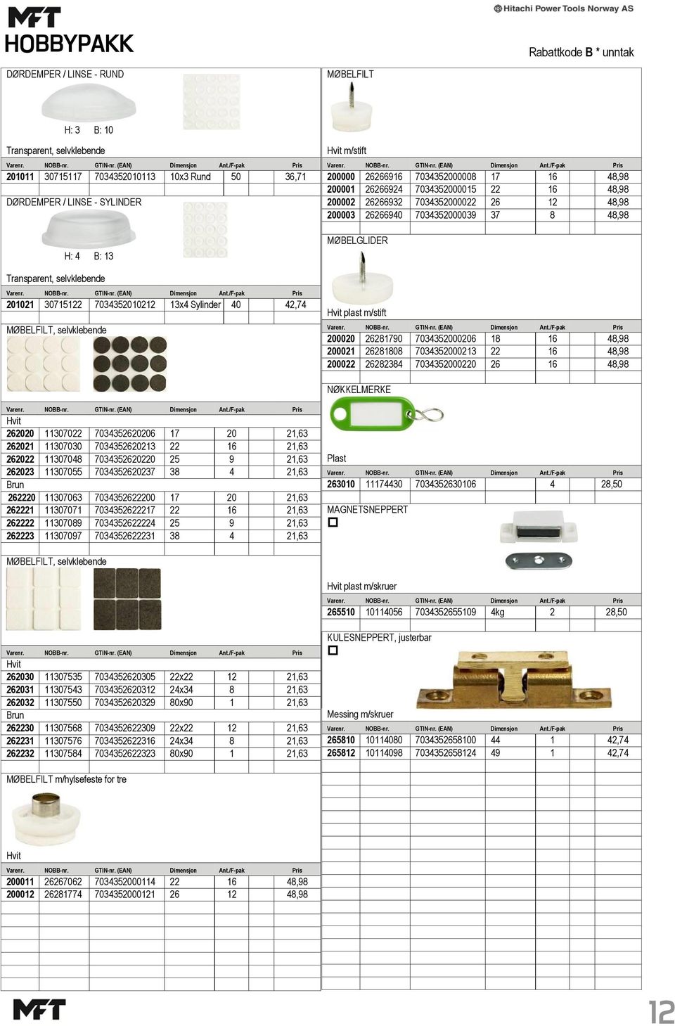 12 48,98 200003 26266940 7034352000039 37 8 48,98 MØBELGLIDER Hvit plast m/stift 200020 26281790 7034352000206 18 16 48,98 200021 26281808 7034352000213 22 16 48,98 200022 26282384 7034352000220 26