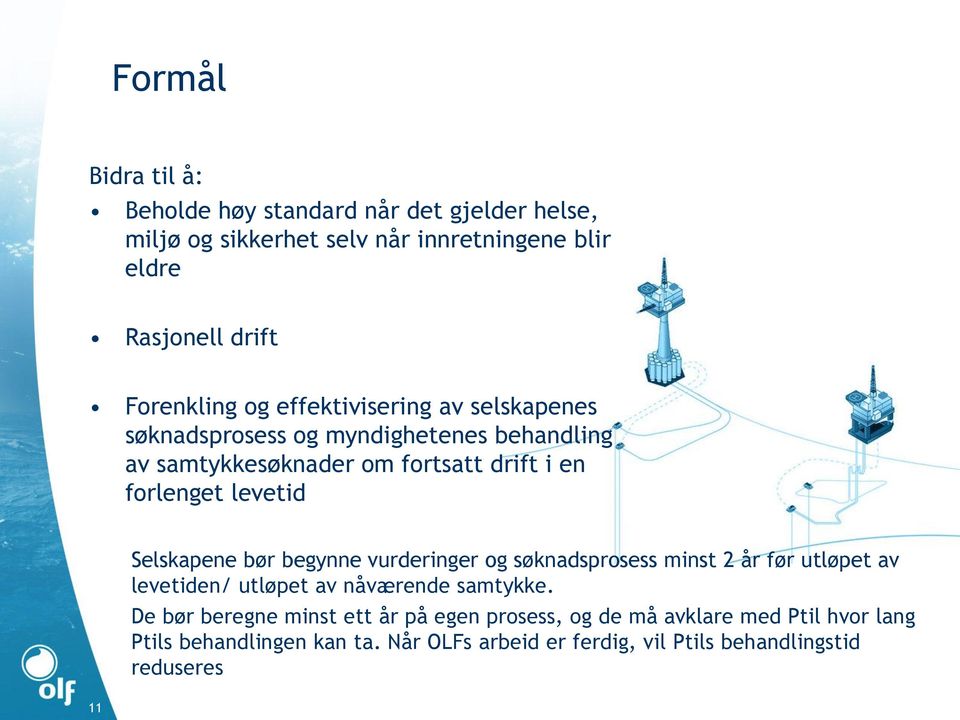 Selskapene bør begynne vurderinger og søknadsprosess minst 2 år før utløpet av levetiden/ utløpet av nåværende samtykke.