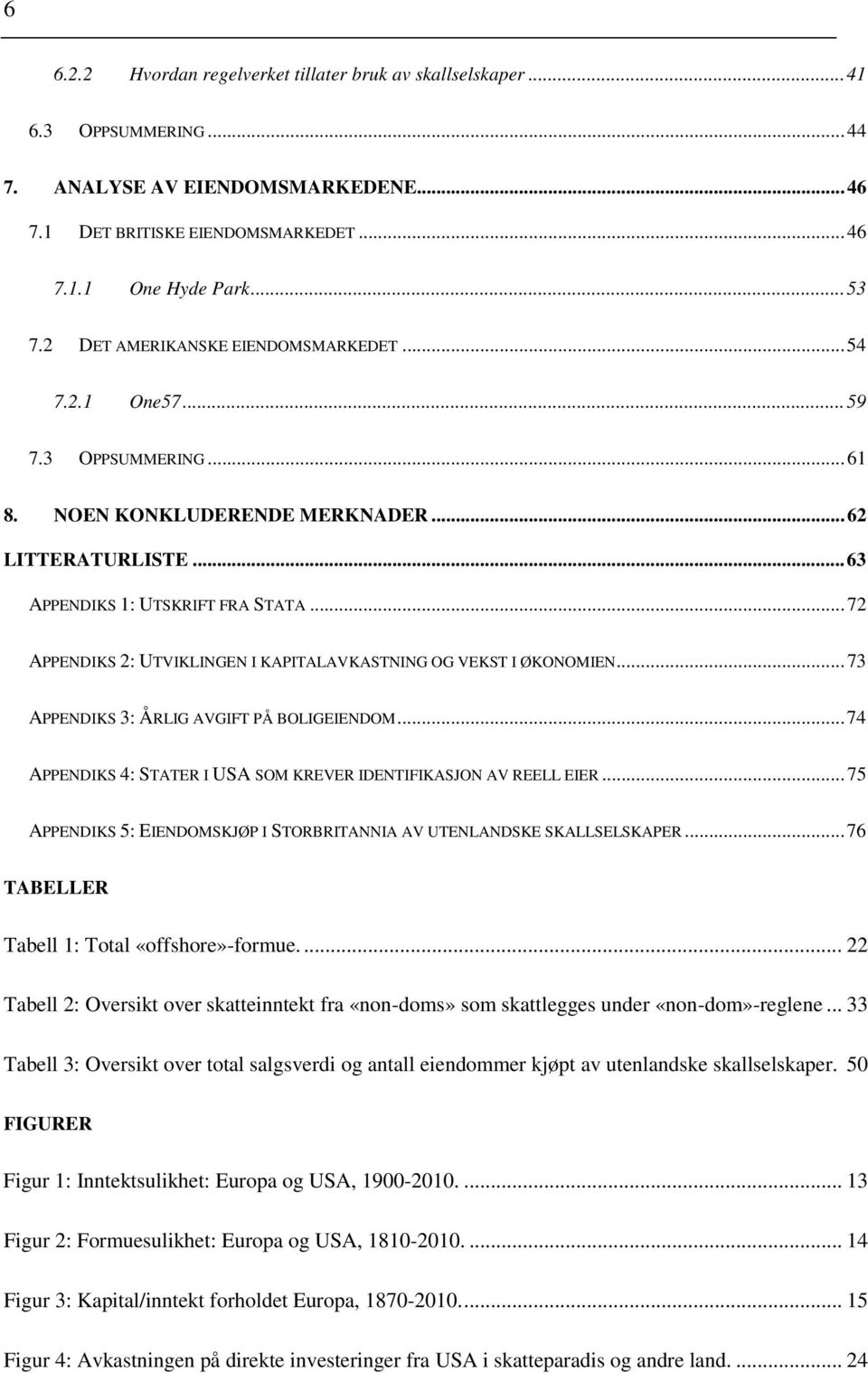 .. 72 APPENDIKS 2: UTVIKLINGEN I KAPITALAVKASTNING OG VEKST I ØKONOMIEN... 73 APPENDIKS 3: ÅRLIG AVGIFT PÅ BOLIGEIENDOM... 74 APPENDIKS 4: STATER I USA SOM KREVER IDENTIFIKASJON AV REELL EIER.