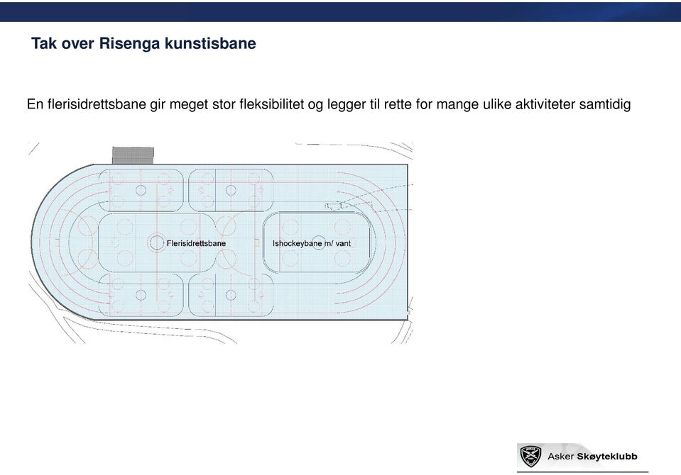 energisentralen, godt nok for både denne og andre ishaller 1 fast vant bane (kan heises opp ved behov), og flere fleksible baner skillevegger fra tak (nett / lyd).