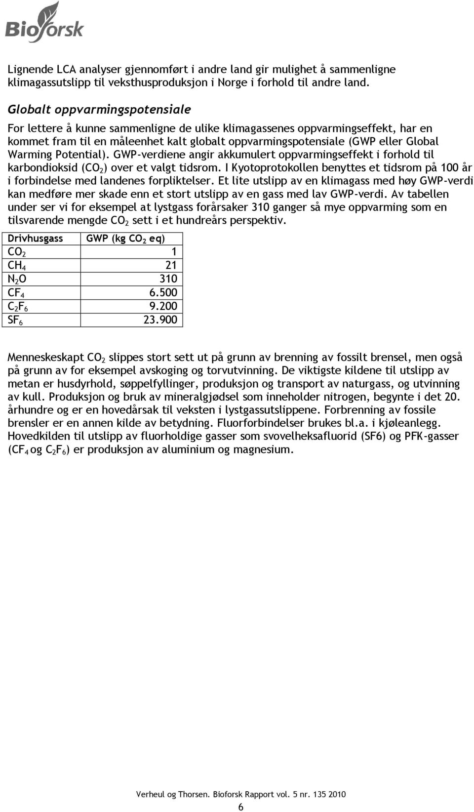 Warming Potential). GWP-verdiene angir akkumulert oppvarmingseffekt i forhold til karbondioksid (CO 2 ) over et valgt tidsrom.