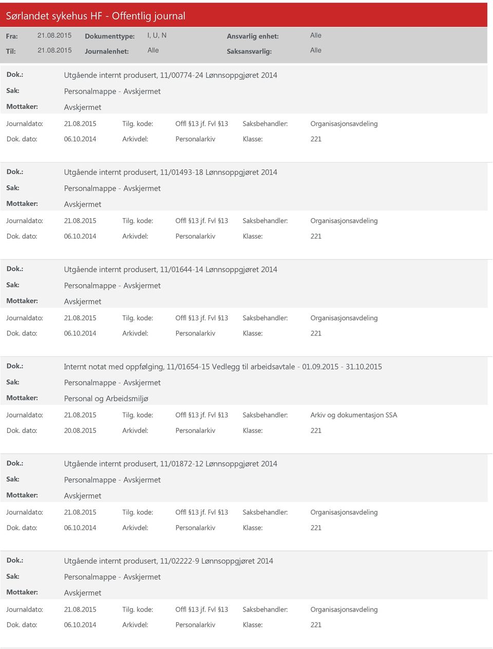 2014 Arkivdel: Personalarkiv tgående internt produsert, 11/01644-14 Lønnsoppgjøret 2014 Personalmappe - Dok. dato: 06.10.