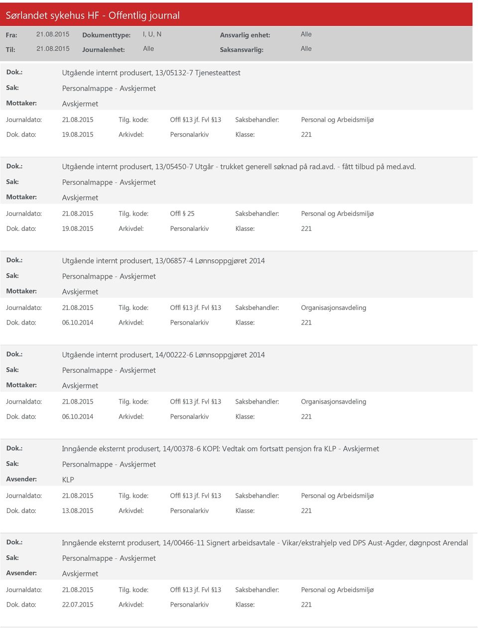 2014 Arkivdel: Personalarkiv tgående internt produsert, 14/00222-6 Lønnsoppgjøret 2014 Personalmappe - Dok. dato: 06.10.