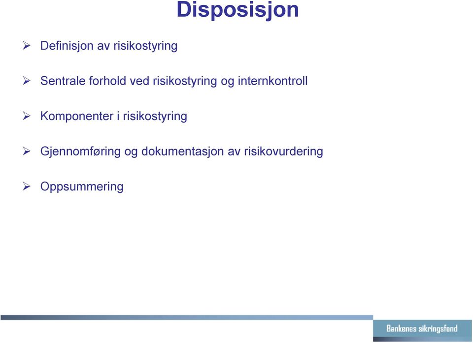 internkontroll Komponenter i risikostyring