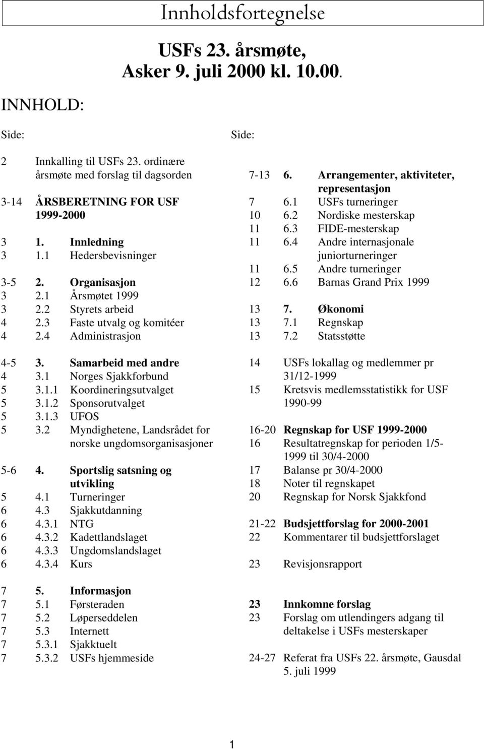 1 Norges Sjakkforbund 5 3.1.1 Koordineringsutvalget 5 3.1.2 Sponsorutvalget 5 3.1.3 UFOS 5 3.2 Myndighetene, Landsrådet for norske ungdomsorganisasjoner 5-6 4. Sportslig satsning og utvikling 5 4.