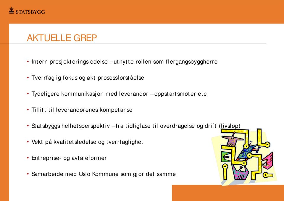 leverandørenes kompetanse Statsbyggs helhetsperspektiv fra tidligfase til overdragelse og drift