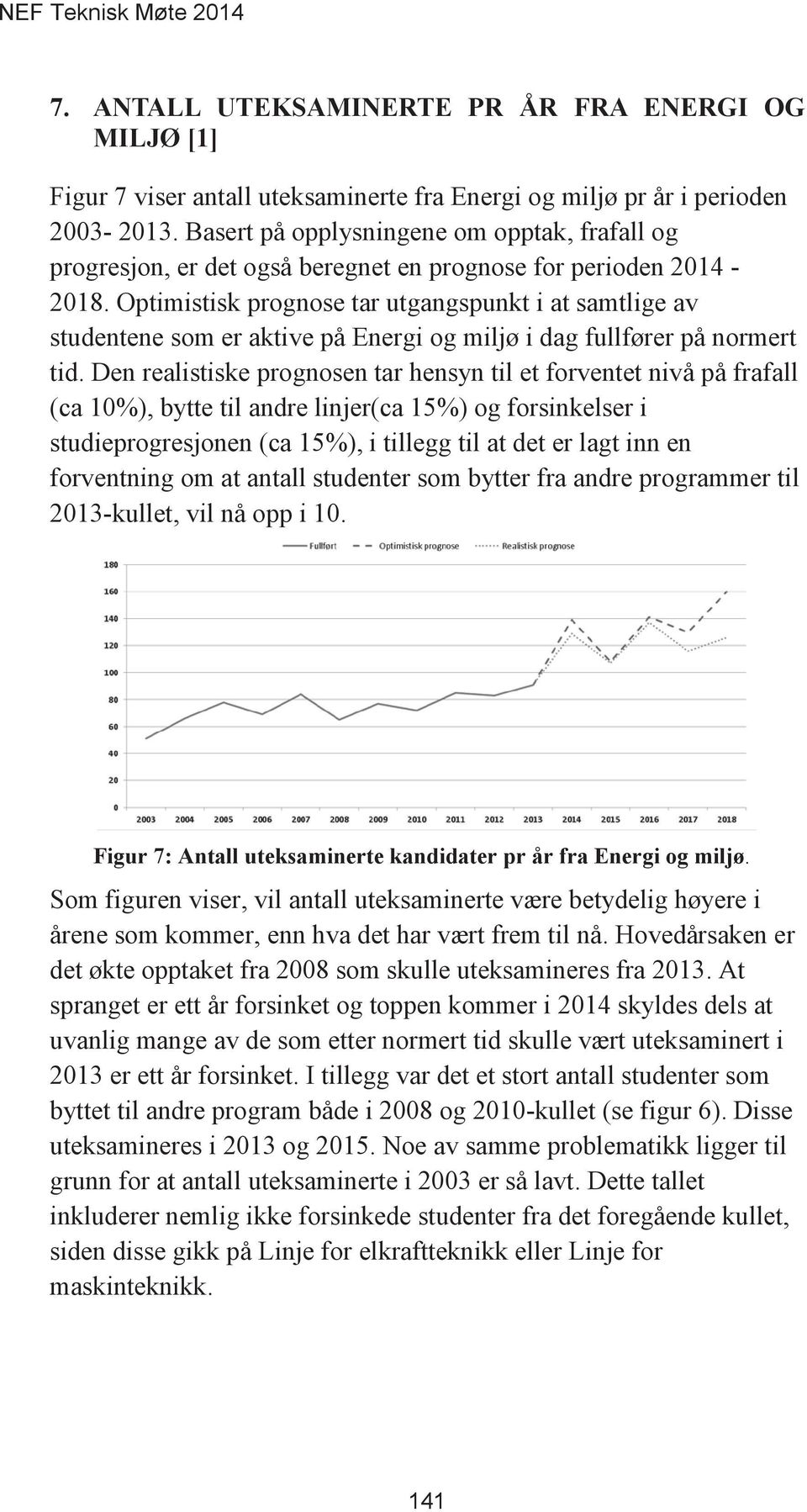 Den realistiske prognosen tar hensyn til et forventet nivå på frafall (ca 10%), bytte til andre linjer(ca 15%) og forsinkelser i studieprogresjonen (ca 15%), i tillegg til at det er lagt inn en