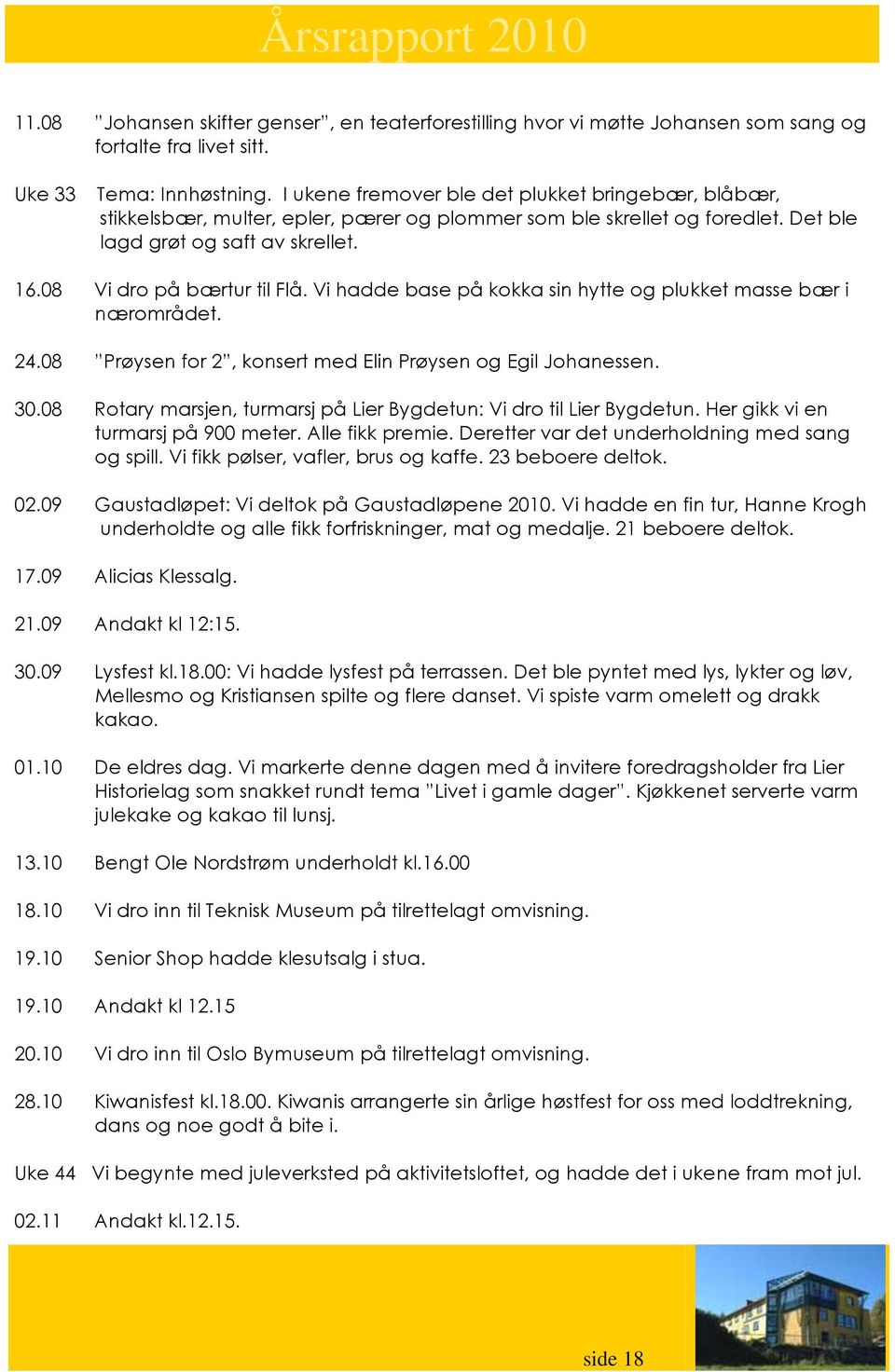 Vi hadde base på kokka sin hytte og plukket masse bær i nærområdet. 24.08 Prøysen for 2, konsert med Elin Prøysen og Egil Johanessen. 30.