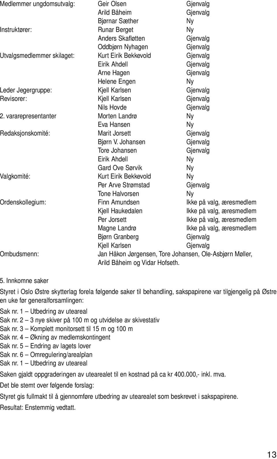 vararepresentanter Morten Landrø Ny Eva Hansen Ny Redaksjonskomité: Marit Jorsett Gjenvalg Bjørn V.