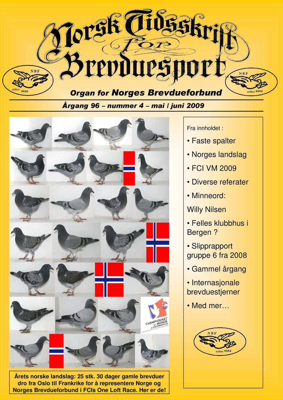 Slipprapport gruppe 6 fra 2008 Gammel årgang Internasjonale brevduestjerner Med mer Årets norske landslag: 25