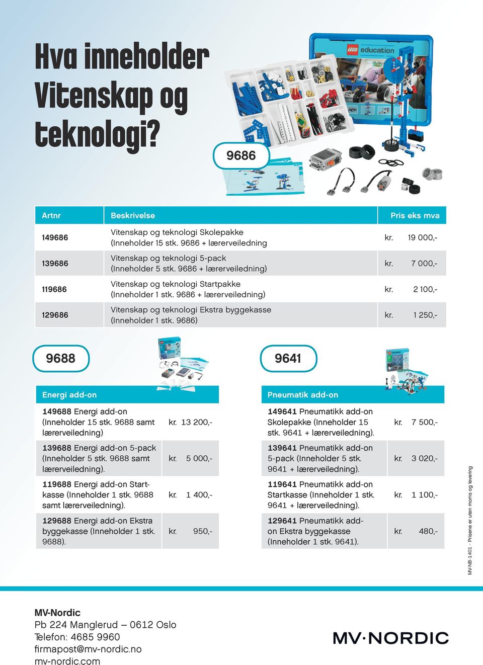 9686 + lærerveiledning) Vitenskap og teknologi Ekstra byggekasse (Inneholder 1 stk. 9686) kr. 19 000,- kr. 7 000,- kr. 2 100,- kr.