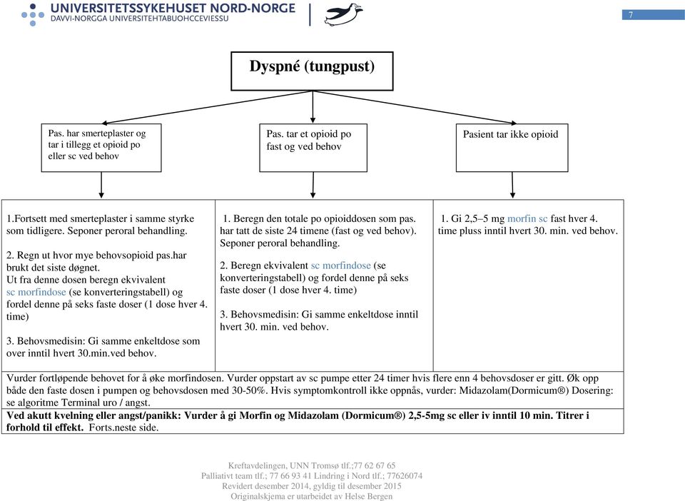 Ut fra denne dosen beregn ekvivalent sc morfindose (se konverteringstabell) og fordel denne på seks faste doser (1 dose hver 4. time) 3. Behovsmedisin: Gi samme enkeltdose som over inntil hvert 30.
