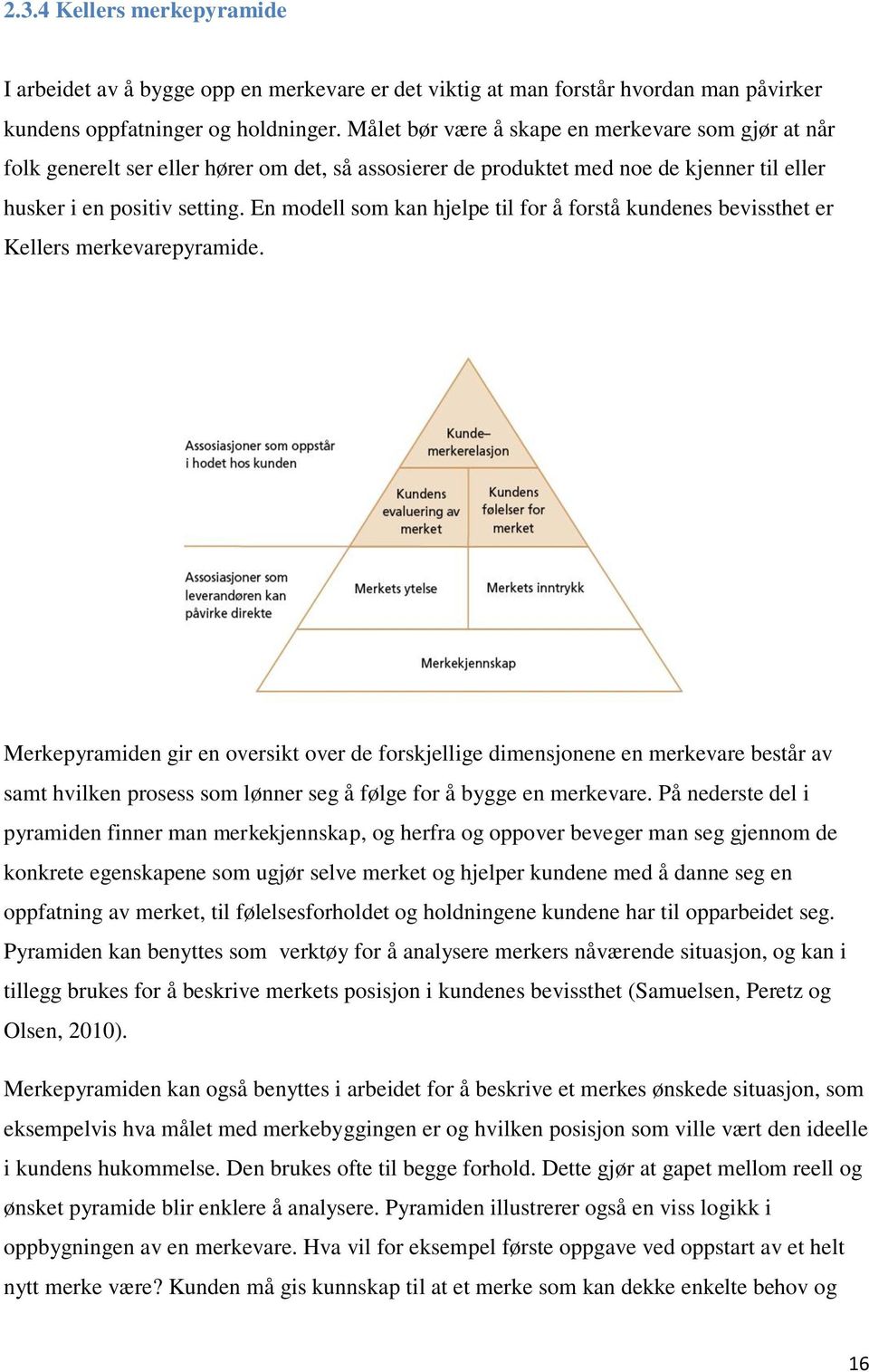 En modell som kan hjelpe til for å forstå kundenes bevissthet er Kellers merkevarepyramide.