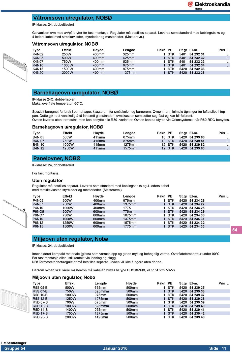 Pris L K4N02 250W 400mm 325mm 1 STK 5401 54 232 31 L K4N05 500W 400mm 425mm 1 STK 5401 54 232 32 L K4N07 750W 400mm 525mm 1 STK 5401 54 232 33 L K4N10 1000W 400mm 675mm 1 STK 5401 54 232 34 L K4N15