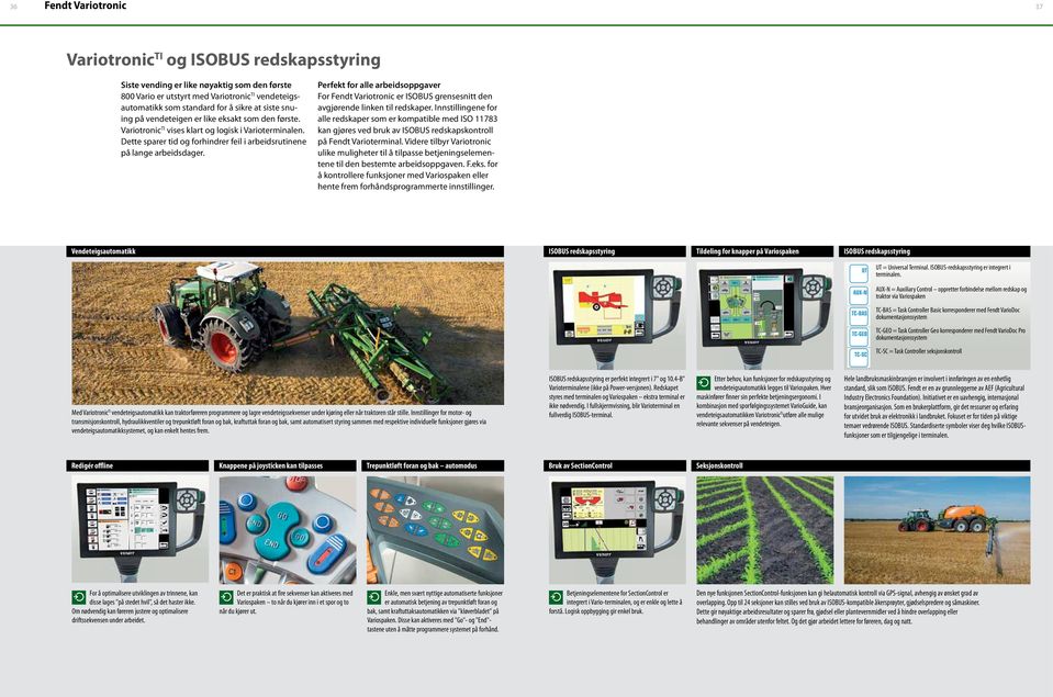 Perfekt for alle arbeidsoppgaver For Fendt Variotronic er ISOBUS grensesnitt den avgjørende linken til redskaper.