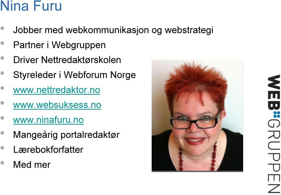 i Webforum Norge www.nettredaktor.no www.websuksess.