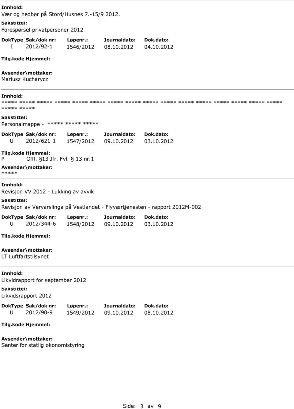 2012 Revisjon VV 2012 - Lukking av avvik Revisjon av Vervarslinga på Vestlandet - Flyværtjenesten - rapport