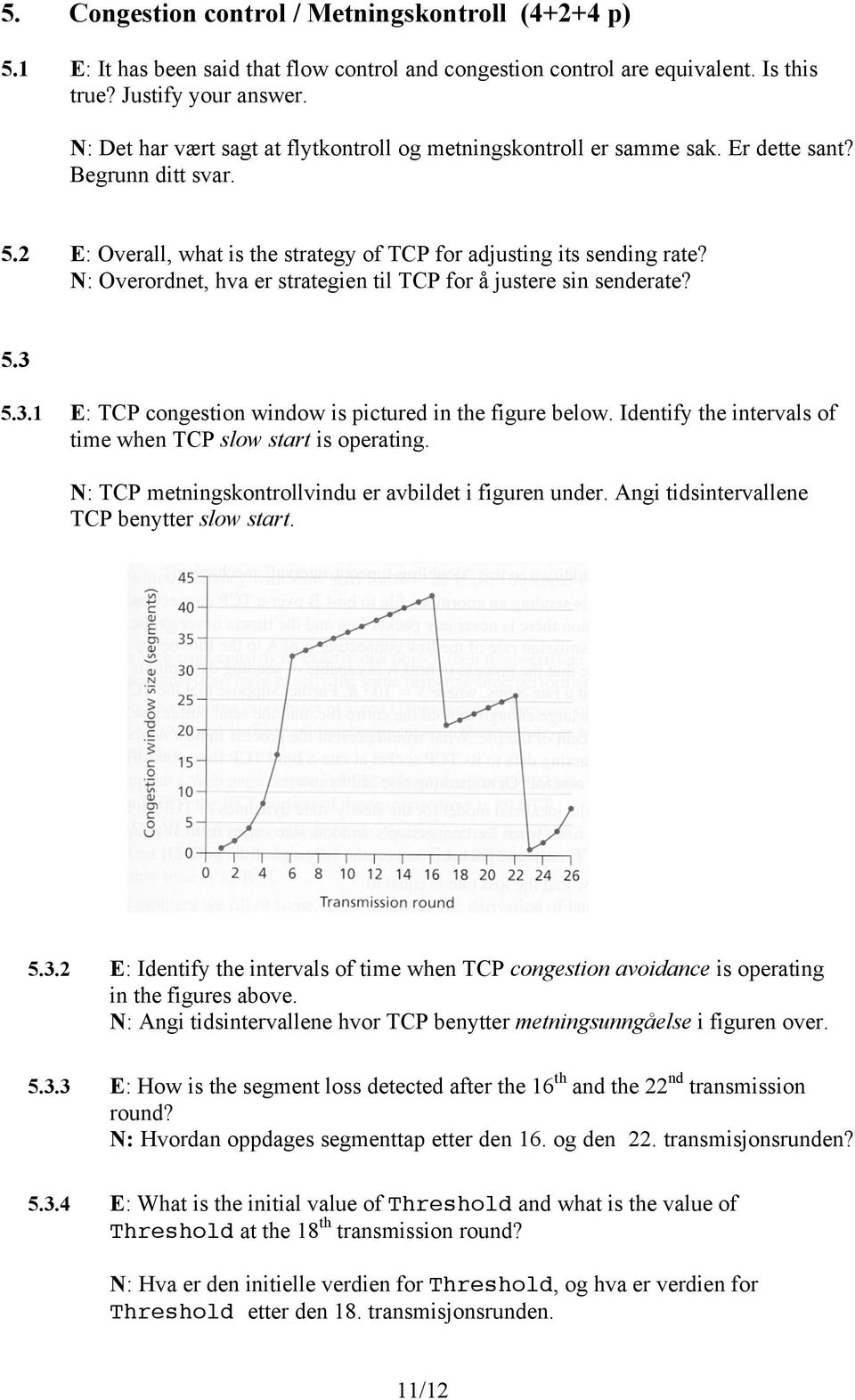 N: Overordnet, hva er strategien til TCP for å justere sin senderate? 5.3 5.3.1 E: TCP congestion window is pictured in the figure below.