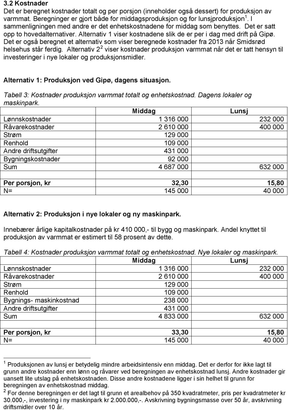 Det er også beregnet et alternativ som viser beregnede kostnader fra 2013 når Smidsrød helsehus står ferdig.