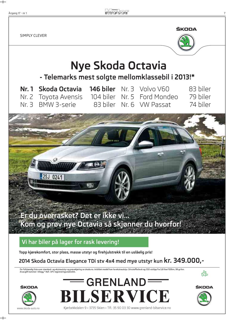 Vi har biler på lager for rask levering! xyy ts {ntxvox{}ö }x{ yuj Ö vj n ~} } { xp Ô{nqs~u }{ntt }ru nw ~ u nurp y{r Ú 2014 Skoda Octavia Elegance TDi stv 4x4 med mye utstyr kun kr. 349.