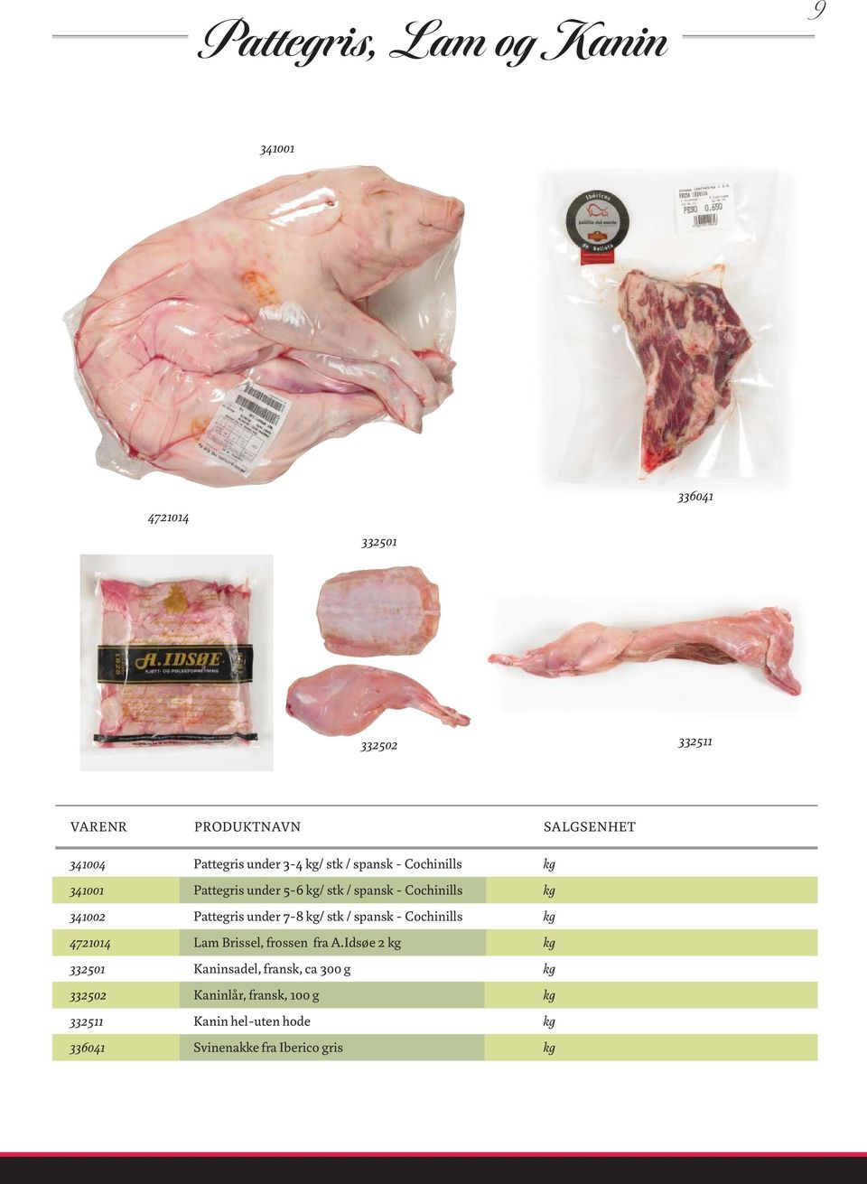 under 5-6 / / spansk - Cochinills Pattegris under 7-8 / / spansk - Cochinills Lam Brissel, frossen fra A.