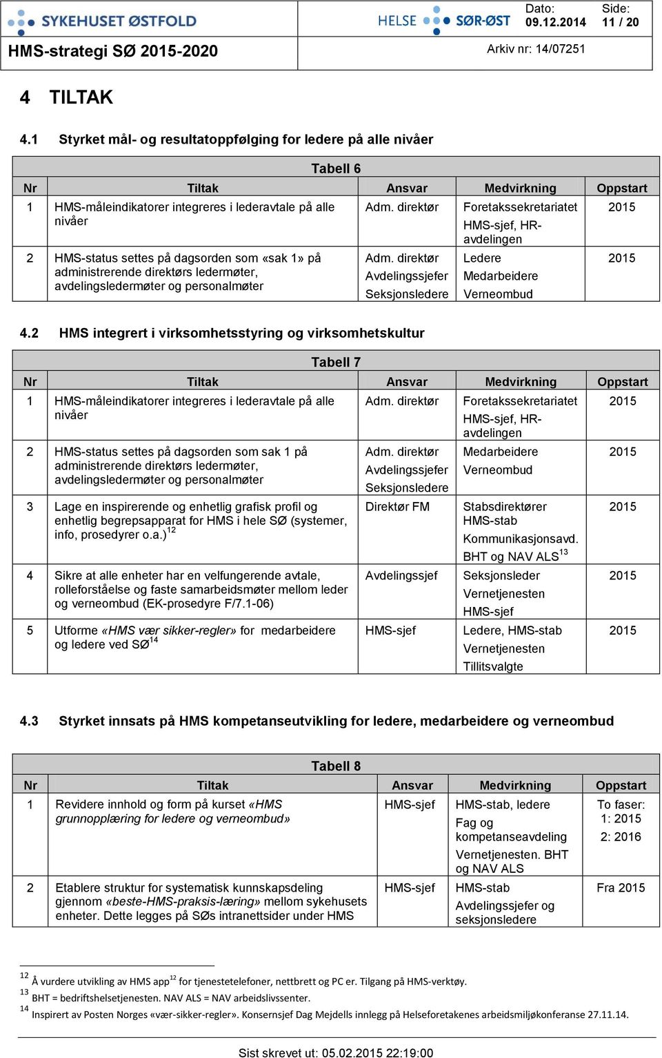 dagsorden som «sak 1» på administrerende direktørs ledermøter, avdelingsledermøter og personalmøter Adm. direktør Adm.