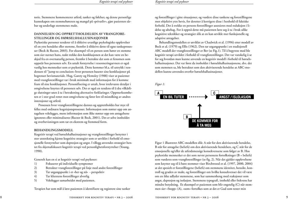 Dannelsen og opprettholdelsen av vrangforestillinger og hørselshallusinasjoner Psykotiske personer tenderer til å tilskrive uvanlige psykologiske opplevelser til en ytre hendelse eller stemme,