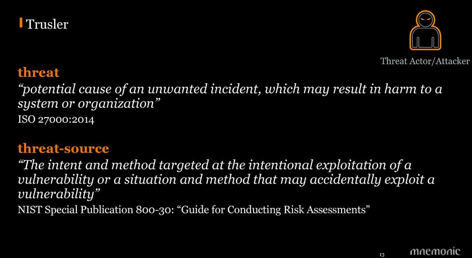 intentional exploitation of a vulnerability or a situation and method that may accidentally