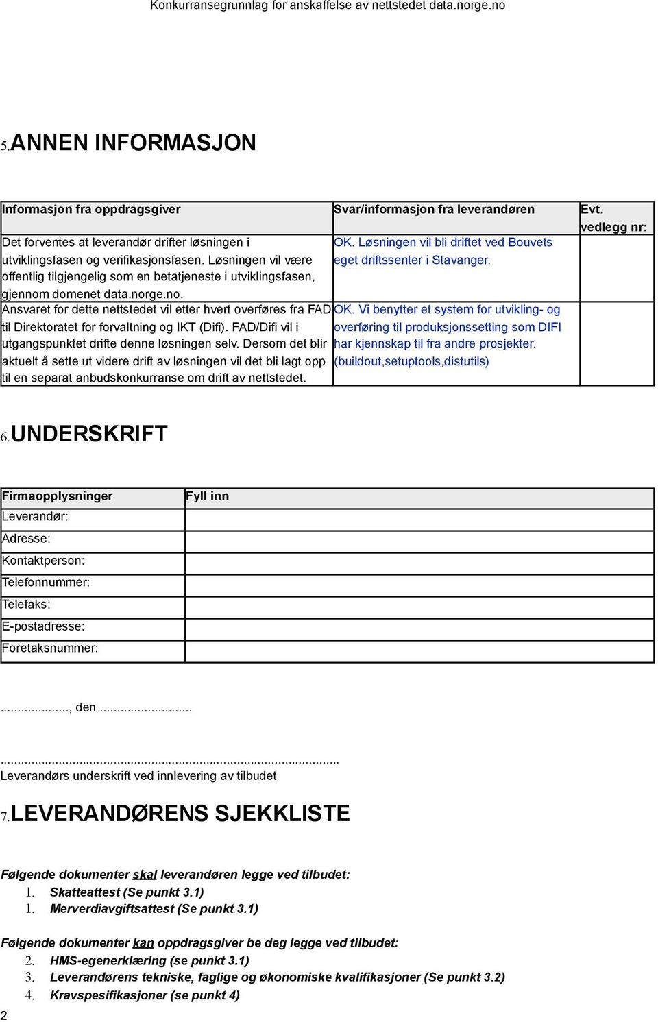 domenet data.norge.no. Ansvaret for dette nettstedet vil etter hvert overføres fra FAD. Vi benytter et system for utvikling- og til Direktoratet for forvaltning og IKT (Difi).