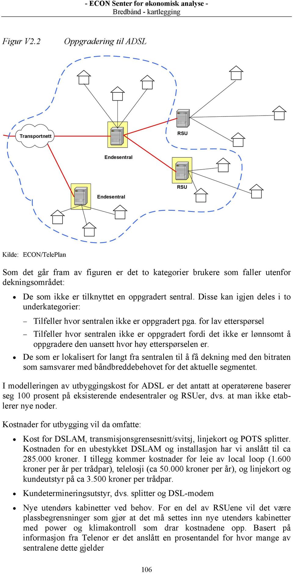 tilknyttet en oppgradert sentral. Disse kan igjen deles i to underkategorier: Tilfeller hvor sentralen ikke er oppgradert pga.