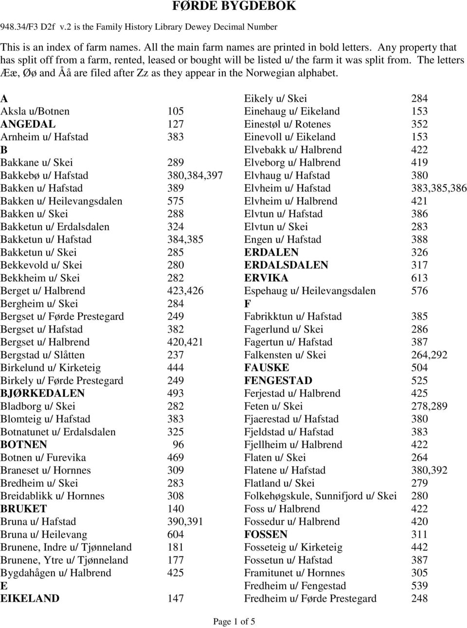 A Aksla u/botnen 105 ANGEDAL 127 Arnheim u/ Hafstad 383 B Bakkane u/ Skei 289 Bakkebø u/ Hafstad 380,384,397 Bakken u/ Hafstad 389 Bakken u/ Heilevangsdalen 575 Bakken u/ Skei 288 Bakketun u/