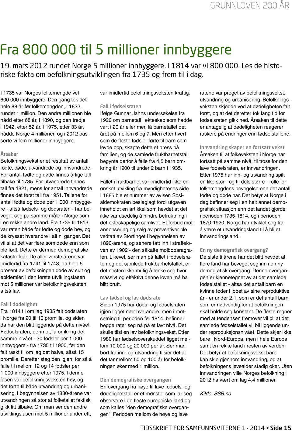 Den gang tok det hele 88 år før folkemengden, i 1822, rundet 1 million. Den andre millionen ble nådd etter 68 år, i 1890, og den tredje i 1942, etter 52 år.