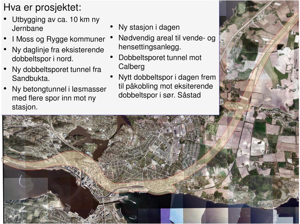 Ny dobbeltsporet tunnel fra Sandbukta. Ny betongtunnel i løsmasser med flere spor inn mot ny stasjon.