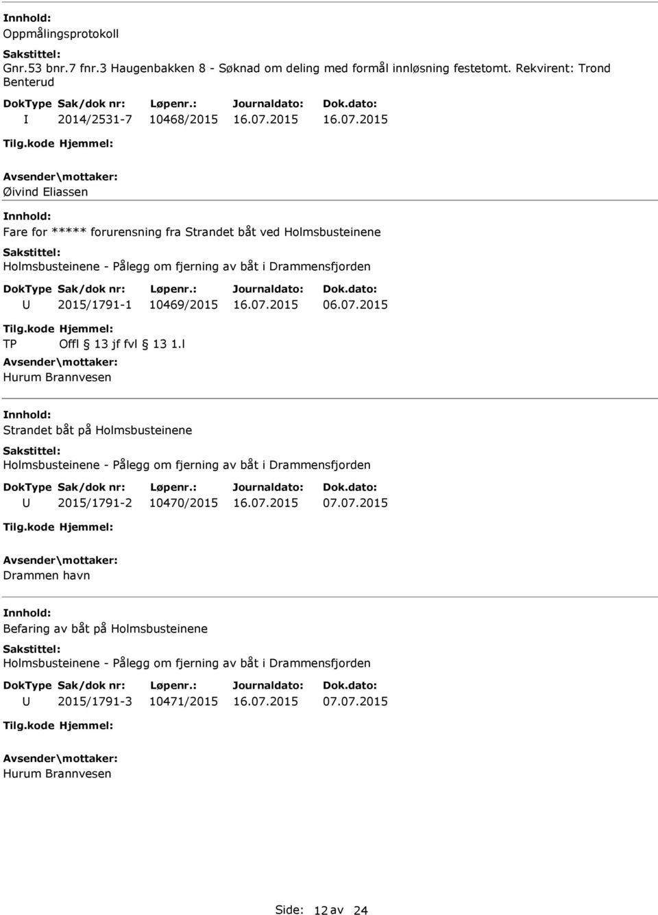 Holmsbusteinene 2015/1791-1 10469/2015 06.07.