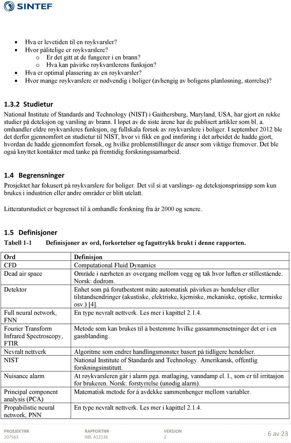 Studietur National Institute of Standards and Technology (NIST) i Gaithersburg, Maryland, USA, har gjort en rekke studier på deteksjon og varsling av brann.