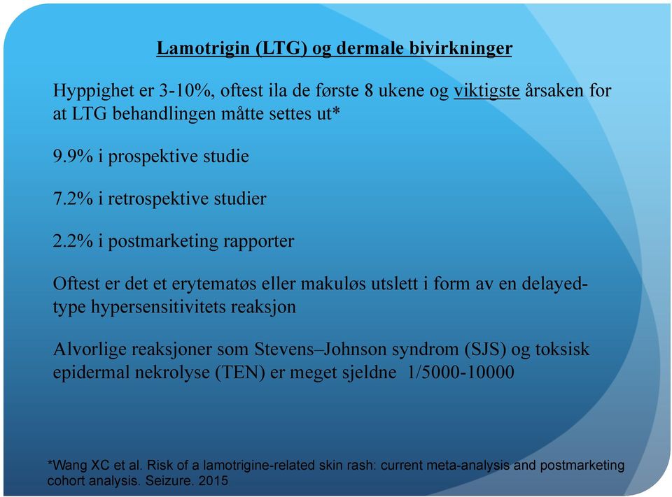 2% i postmarketing rapporter Oftest er det et erytematøs eller makuløs utslett i form av en delayedtype hypersensitivitets reaksjon Alvorlige