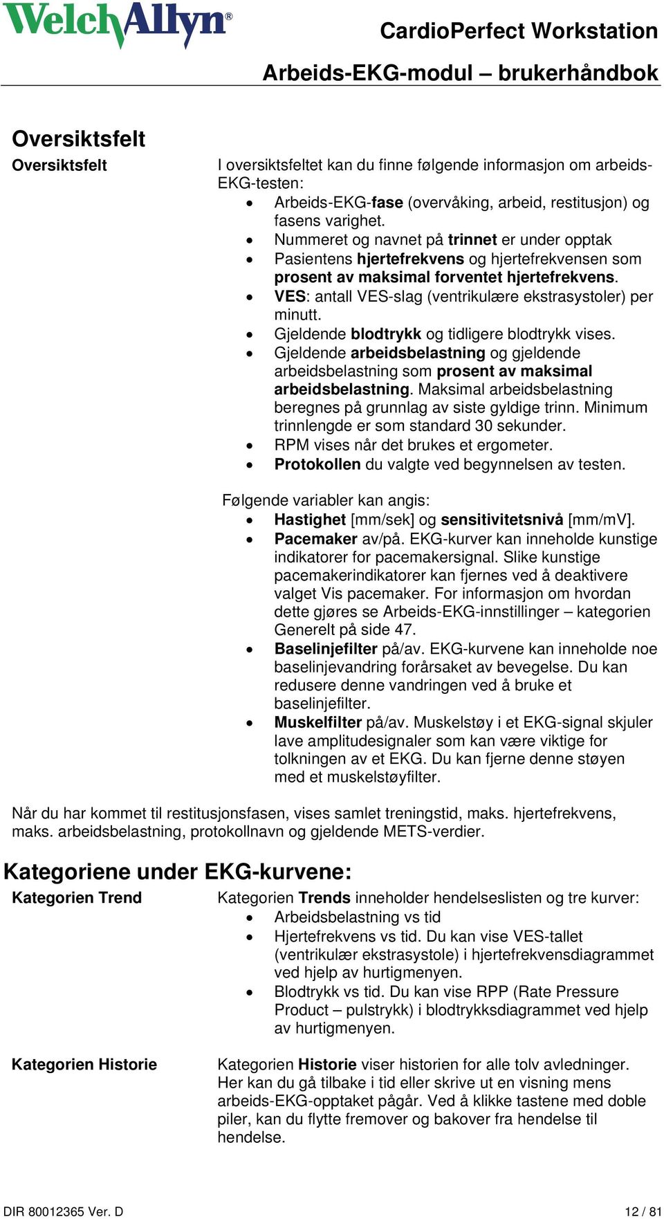 VES: antall VES-slag (ventrikulære ekstrasystoler) per minutt. Gjeldende blodtrykk og tidligere blodtrykk vises.