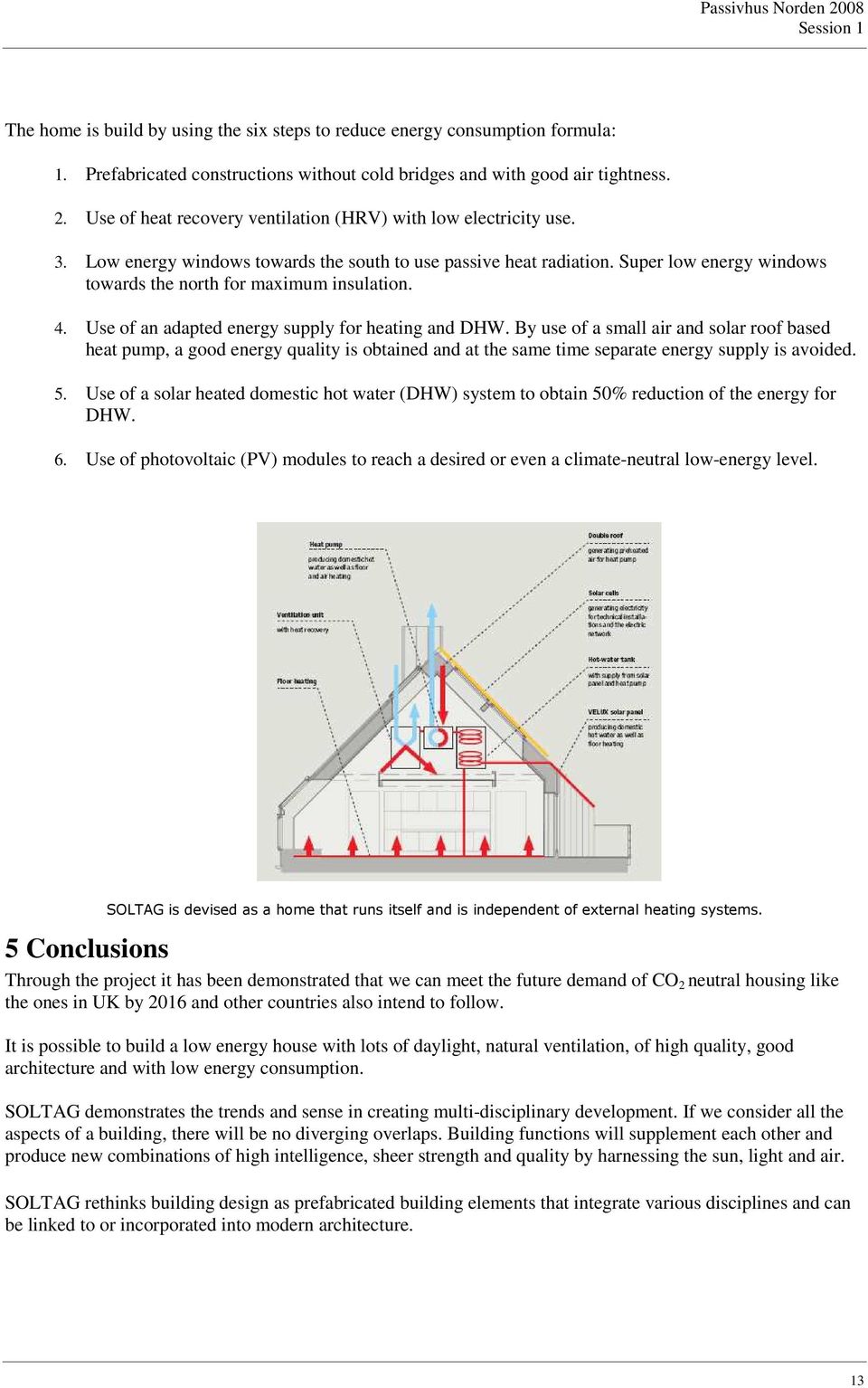 Super low energy windows towards the north for maximum insulation. 4. Use of an adapted energy supply for heating and DHW.