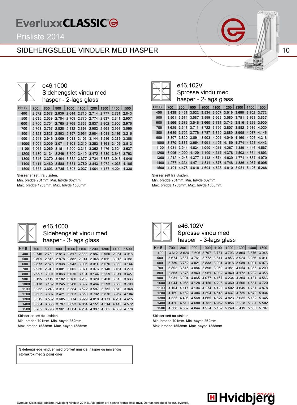 102v Sprosse vindu med hasper - 2-lags glass.011 C24.0000 C24.102 C24.002 C24.0100 C24.111 C24.011 C24.1000C24.202 C24.102 C24.1100 C24.111 C24.2000C24.211 C24.202 C24 C24.1000 H B 700 800 900 C24.