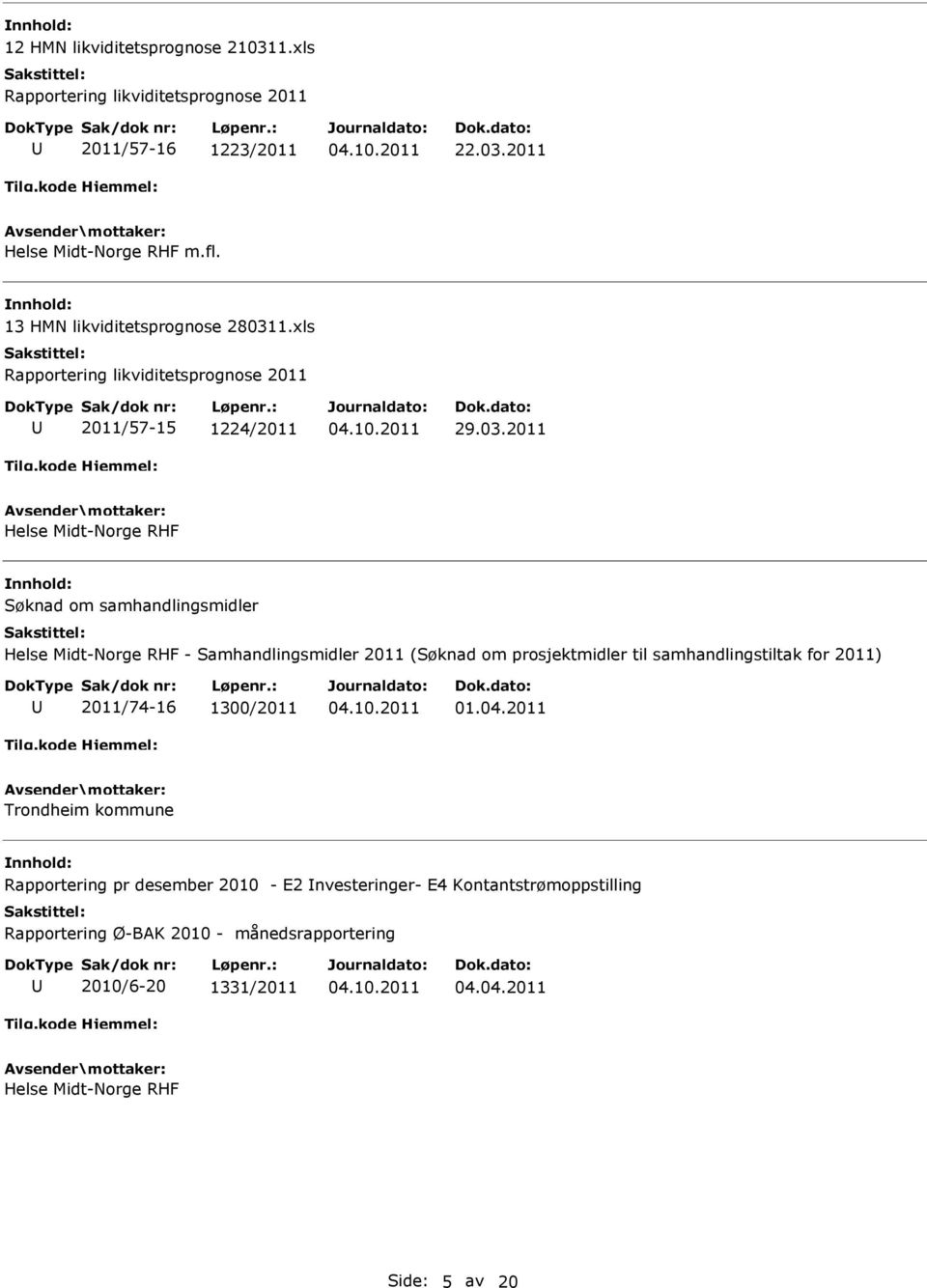 1.xls Rapportering likviditetsprognose 2011 2011/57-15 1224/2011 29.03.
